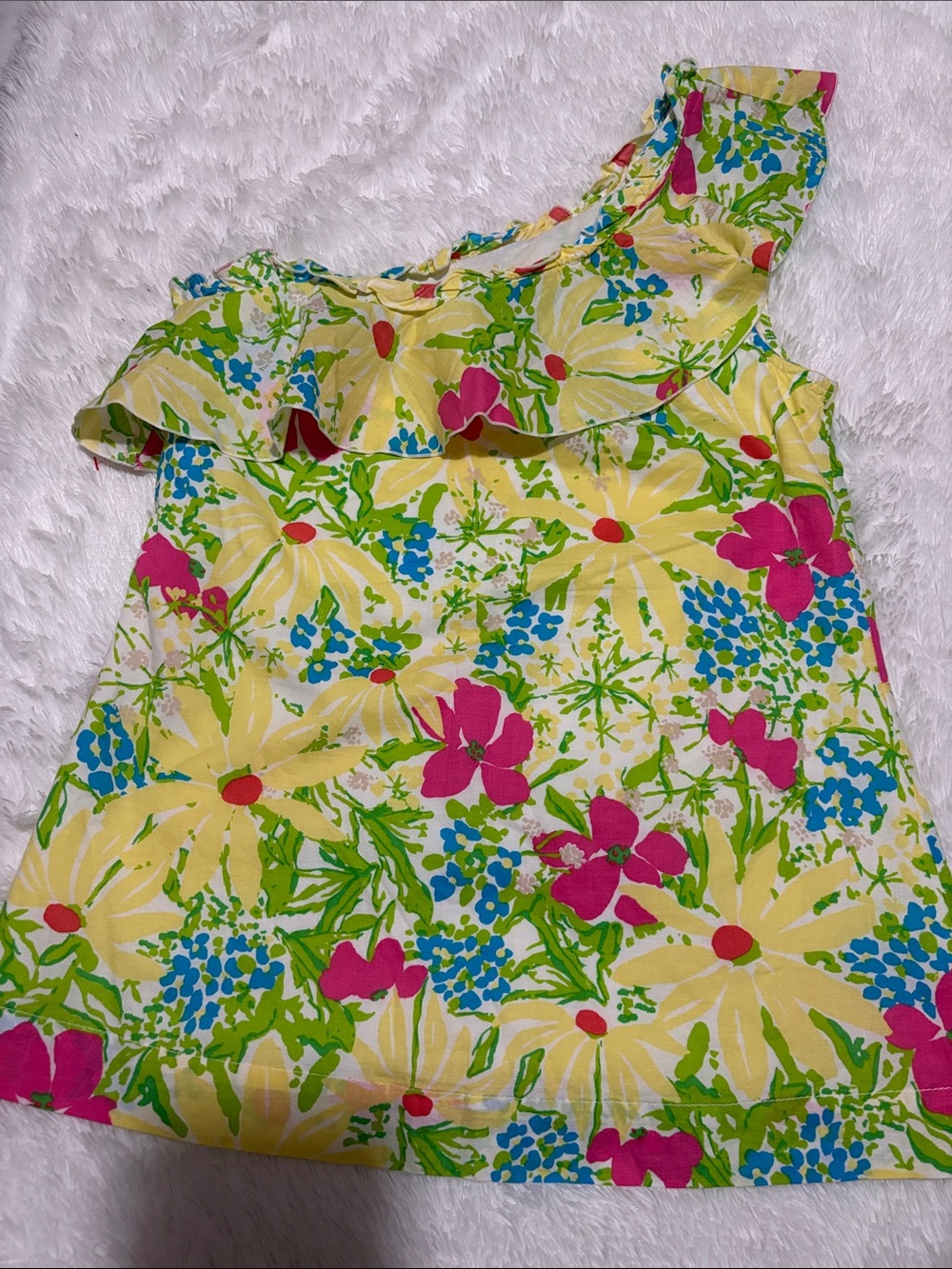 LILLY PULITZER JANINE ONE SHOULDER RUFFLED TOP